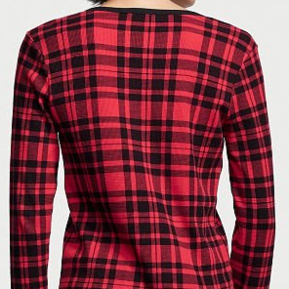 VS L Thermal Long Pajama Set Adorable Plaid Checkered Red Black PJ P.J. PJs NWT - Picture 8 of 14